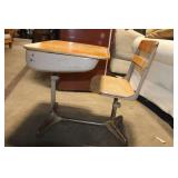 Vintage School Desk with Attached Chair