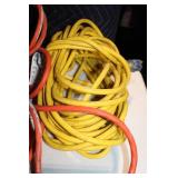 Assortment of Power Tools and Accessories Including Drill, Jigsaw, Light, and C-Clamps