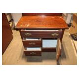 Antique Wooden Dry Sink with No Mirror and Brass Handles