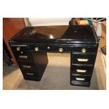 Black Vintage Office Desk with Brass Hardware