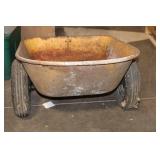 Rustic Used Metal Wheelbarrow with Two Flat-Free Tires