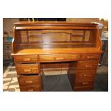 Solid Wood Roll-Top Desk with Ample Storage