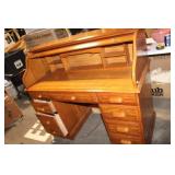 Solid Wood Roll-Top Desk with Ample Storage
