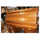 Solid Wood Roll-Top Desk with Ample Storage