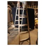 Vintage Wooden Step Ladder with Metal Reinforcement