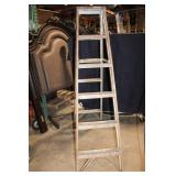 Vintage Wooden Step Ladder with Metal Reinforcement