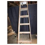 Vintage Wooden Step Ladder with Metal Reinforcement