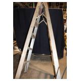 Vintage Wooden Step Ladder with Metal Reinforcement