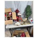 Large Lot of Christmas Decor, 8 ft Inflatable Santa, and More