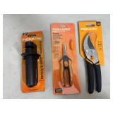 New Fiskars Pruners, Trimming Shears, Knife/Axe Sharpener