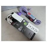 New GE Surge Protector and 9 ft Fabric Covered Extension Cord