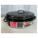 New Large Enamel Roaster Pan with Lid