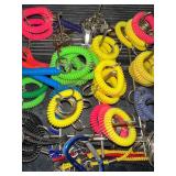 Collection of Multicolor Coil Keychains with Clips and Rings