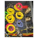 Collection of Multicolor Coil Keychains with Clips and Rings