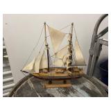 Antique Bluenose Model Ship with Detailed Canvas Sails