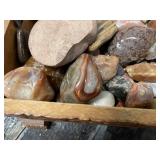 Collection of Polished Semi-Precious Stones in Wooden Chest