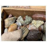 Collection of Polished Semi-Precious Stones in Wooden Chest