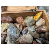 Collection of Polished Semi-Precious Stones in Wooden Chest