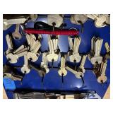 Assortment of 100+ Metal Key Blanks on Display Panel