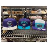 Set of 3 Charlotte Hornets Vintage Mitchell & Ness Snapback Caps