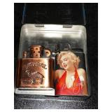 Vintage Camel Cigarette Tin with Zippo Style Lighters and Marilyn Monroe Design
