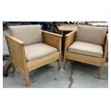 Set of 2 Solid Wood Armchairs – Clean, Classic & Comfy! Timeless oak-toned frames with neutral padded seats and backs. Great for office, lounge, or waiting areas. Sturdy and stylish with a natural f