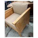 Set of 2 Solid Wood Armchairs – Clean, Classic & Comfy! Timeless oak-toned frames with neutral padded seats and backs. Great for office, lounge, or waiting areas. Sturdy and stylish with a natural f