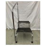 MSRP $1000 Heavy Duty Bariatric Dual Platform Step– Chrome Steel Frame, Skid-Resistant Rubber Mats, 600 lb Capacity! Handrail for Extra Support & Safety – Built Tough for Clinical & Home Use!