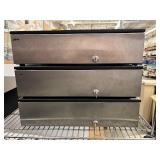 Lot of 3 MMF Flip-Top Cash Drawers W/Keys –Compact POS Ready with Coin & Bill Slots Space-saving flip-top design perfect for tight counters or mobile setups. Durable steel construction with orga
