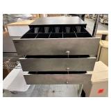Lot of 3 MMF Flip-Top Cash Drawers W/Keys –Compact POS Ready with Coin & Bill Slots Space-saving flip-top design perfect for tight counters or mobile setups. Durable steel construction with orga