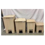 Set of 4 Rubbermaid Commercial Step-On Bins – Mixed Sizes! Rugged, Hands-Free Waste Cans with Soft-Close Lids & Tough Plastic Construction – Ideal for Clinics, Kitchens, or Busy Workspaces!