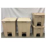 Lot of 4 Rubbermaid Commercial Step-On Trash Cans– Varying Sizes! Commercial Indoor Utility Bins with Hands-Free Pedal, Slow-Close Lids & Durable Plastic Build – Sanitary, Space-Saving, and Built 