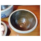 4 Vintage 1985 Rowe Pottery Works Salt Glaze Crock Bowls Pig on the Run, Various sizes