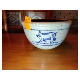 4 Vintage 1985 Rowe Pottery Works Salt Glaze Crock Bowls Pig on the Run, Various sizes