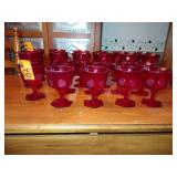 21 Fostoria Coin Glass Ruby Red Footed Water / Wine / Sherbet Goblets: 4” x 5” and  4” x 6 ½”