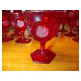 21 Fostoria Coin Glass Ruby Red Footed Water / Wine / Sherbet Goblets: 4” x 5” and  4” x 6 ½”