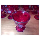 21 Fostoria Coin Glass Ruby Red Footed Water / Wine / Sherbet Goblets: 4” x 5” and  4” x 6 ½”