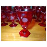 21 Fostoria Coin Glass Ruby Red Footed Water / Wine / Sherbet Goblets: 4” x 5” and  4” x 6 ½”