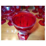 21 Fostoria Coin Glass Ruby Red Footed Water / Wine / Sherbet Goblets: 4” x 5” and  4” x 6 ½”