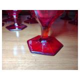 21 Fostoria Coin Glass Ruby Red Footed Water / Wine / Sherbet Goblets: 4” x 5” and  4” x 6 ½”
