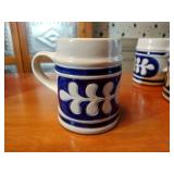 10 Colonial White & cobalt blue stoneware mug. Marked Williamsburg