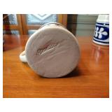 10 Colonial White & cobalt blue stoneware mug. Marked Williamsburg