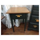 Wood 3-drawer Dresser, L 31 ½” x H 30” x W 18”; 1-drawer wood night stand, L 17” x H 24 ½” x W 17