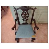 2 Accent Side Chairs with arms 26” x 20” x H 42 ½” (red) and 21” x 18” x H 38 ½