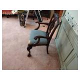 2 Accent Side Chairs with arms 26” x 20” x H 42 ½” (red) and 21” x 18” x H 38 ½