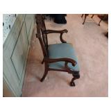 2 Accent Side Chairs with arms 26” x 20” x H 42 ½” (red) and 21” x 18” x H 38 ½