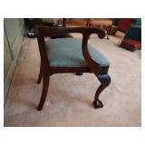 2 Accent Side Chairs with arms 26” x 20” x H 42 ½” (red) and 21” x 18” x H 38 ½