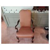 2 Accent Side Chairs with arms 26” x 20” x H 42 ½” (red) and 21” x 18” x H 38 ½