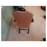 2 Accent Side Chairs with arms 26” x 20” x H 42 ½” (red) and 21” x 18” x H 38 ½