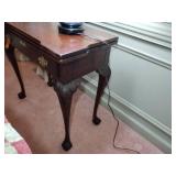 Chippendale Style Gate-leg Game/Console Table w ball & claw feet & single drawer. L 32”xW 16” x H 29”